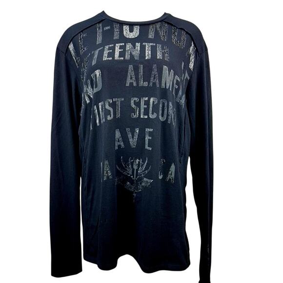 GUESS Long Sleeve Soft Logo T-Shirt Mens (L) Los Angeles Affliction Style Cotton - Picture 1 of 9